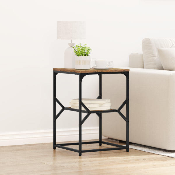 Mesa auxiliar madera de ingeniería envejecida 41x40x60 cm D