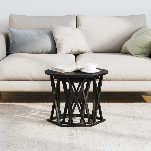 Mesas Laterais Empilháveis  2 pcs em Madeira de Carvalho Preto M 4