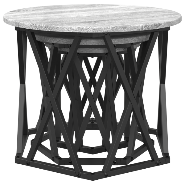 Mesitas apilables 3 unidades madera de ingeniería gris Sonoma M 5