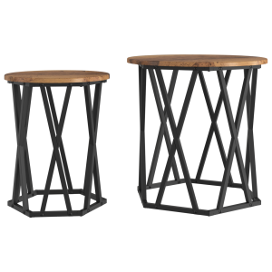 Mesas de Lado  2 pcs Madeira Vintage Engenharia H