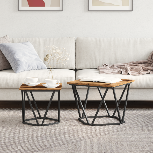 Mesas Auxiliares 2 pcs Madera Vieja Madera Ingenierizada M 4