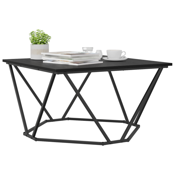 Mesa de Café Negro Roble 80x80x45 cm Madera Ingenierizada M 3