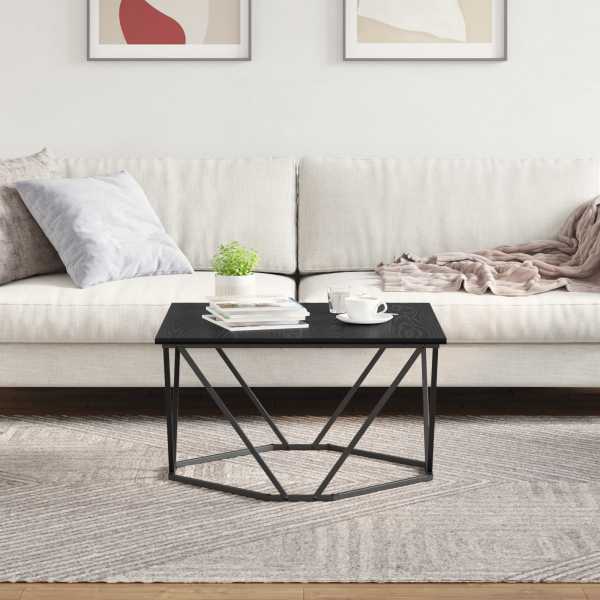 Mesa de Café Negro Roble 80x80x45 cm Madera Ingenierizada M 4