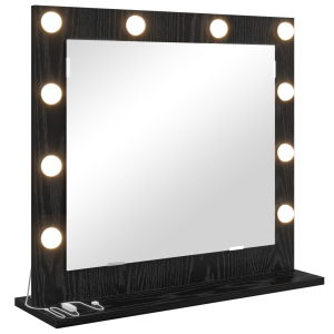Espejo Vanity con Luces LED Roble Negro 60x55x18 cm H