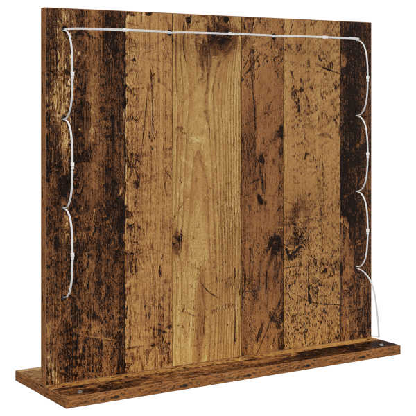 Espejo de vanidad con luces LED Madera antigua 60x55x18 cm M 5