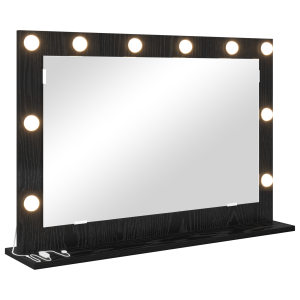 Espelho de vaidade com luzes LED Carvalho Preto 80x55x18 cm H
