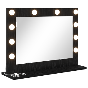 Espelho de Vanity com Luzes LED Carvalho Preto 60x45x18 cm H
