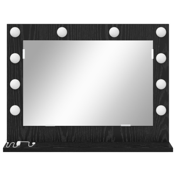 Espelho de Vanity com Luzes LED Carvalho Preto 60x45x18 cm M 3