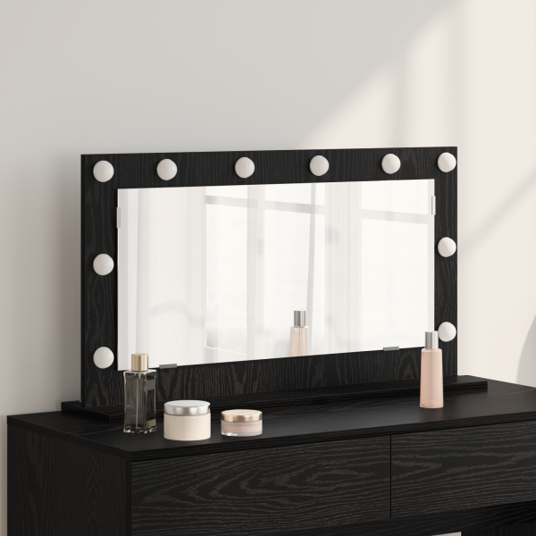 Espejo Vanity con luces LED Roble Negro 80x45x18 cm D