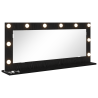 Espejo de tocador con luces LED Roble Negro 100x45x18 cm 2