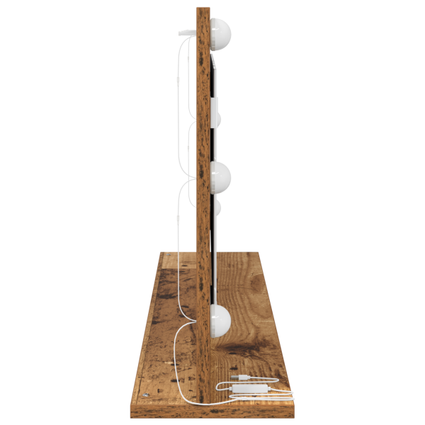 Espejo de tocador con luces LED de madera antigua 100x45x18 cm M 4