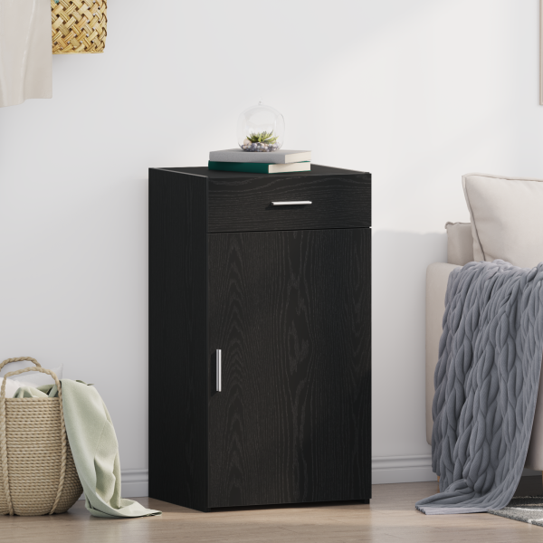 Aparador de madera de ingeniería roble negro 30x42.5x93 cm D