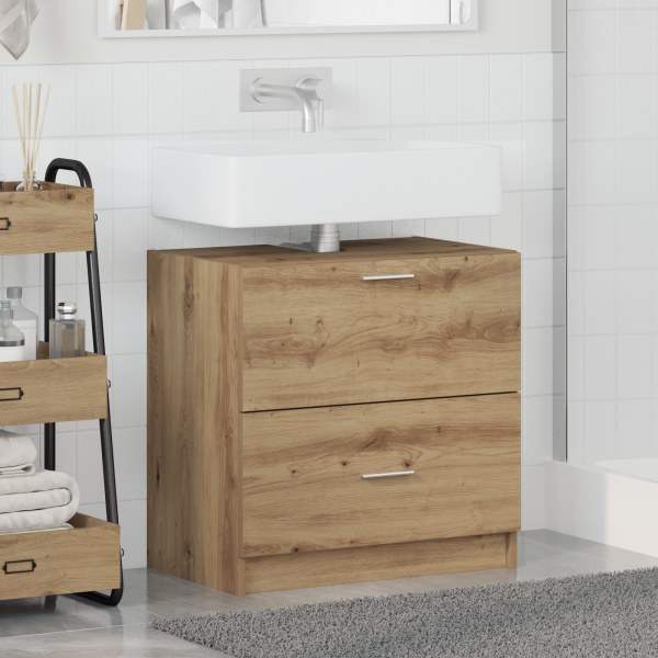 Gabinete de fregadero Roble artesanal 59x37x59 cm Madera elaborada M 4