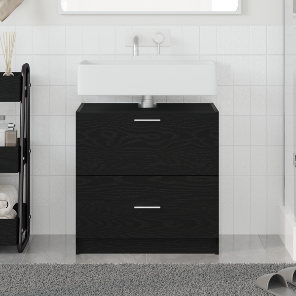 Mueble para lavabo Roble Negro 59x37x59 cm Madera Engineered D