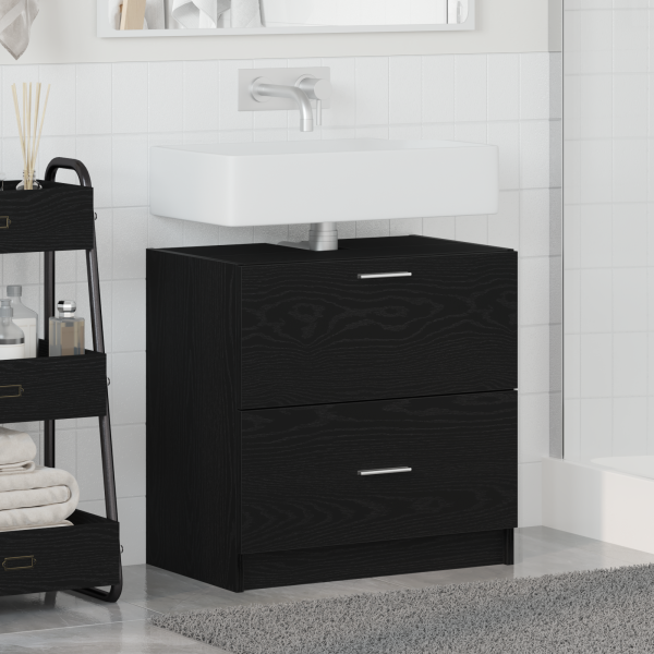 Mueble para lavabo Roble Negro 59x37x59 cm Madera Engineered M 4