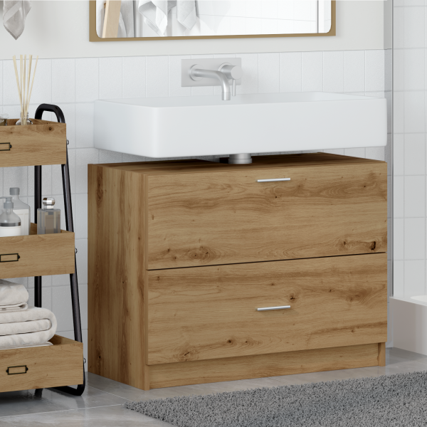 Gabinete de lavabo Roble Artesanal 78x37x59 cm Madera Engineered D