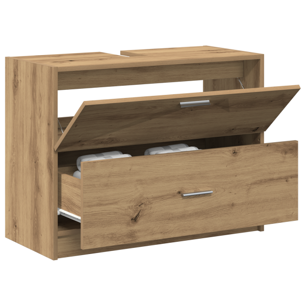 Gabinete de lavabo Roble Artesanal 78x37x59 cm Madera Engineered M 3