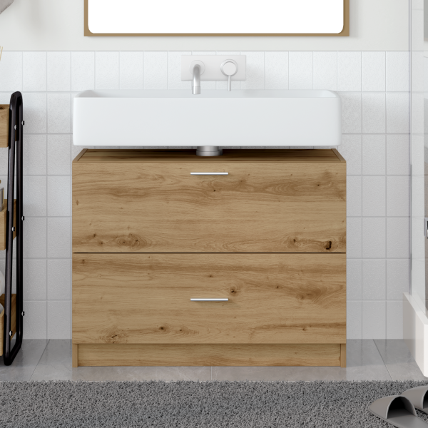 Gabinete de lavabo Roble Artesanal 78x37x59 cm Madera Engineered M 4