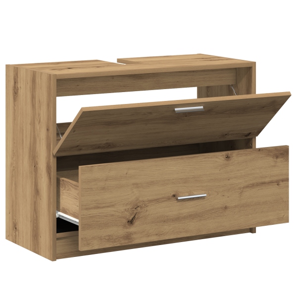 Gabinete de lavabo Roble Artesanal 78x37x59 cm Madera Engineered M 5