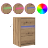 Mesita de Noche con Luces LED de Roble Artesanal de Madera Contrachapada 4