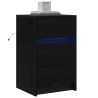 Gabinete de Noche con Luces LED Roble Negro Madera Elaborada 3