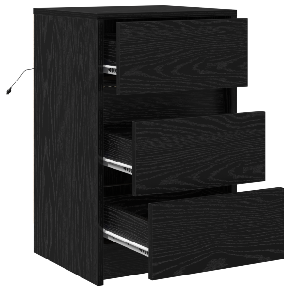 Gabinete de Noche con Luces LED Roble Negro Madera Elaborada M 5