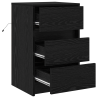 Gabinete de Noche con Luces LED Roble Negro Madera Elaborada 5