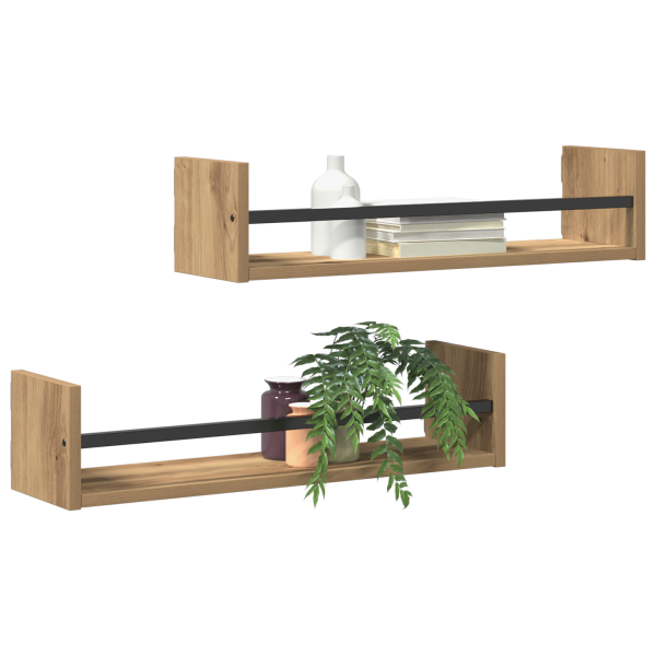 Prateleiras 2 pcs Carvalho Artisan 60x16x14 cm Madeira Engenharia M 3