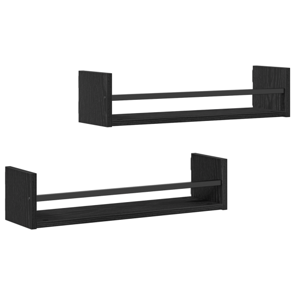 Estantes de pared 2 pcs Roble Negro 60x16x14 cm Madera de ingeniería M 2