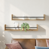 Estantes de Pared 2 pcs Roble Artesanal 80x16x14 cm Madera Contrachapada 1