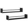 Prateleiras de parede 2 pcs Preto Carvalho 80x16x14 cm Madeira de engenharia 5