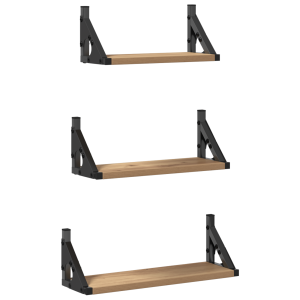 Conjunto de 3 Estantes de Pared de Madera de Roble Ahumado H