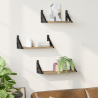 Conjunto de 3 Estantes de Pared de Madera de Roble Ahumado 4