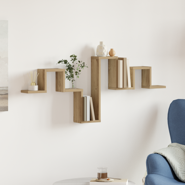 Estantería de roble artesanal 104.5x10x43 cm de madera elaborada D