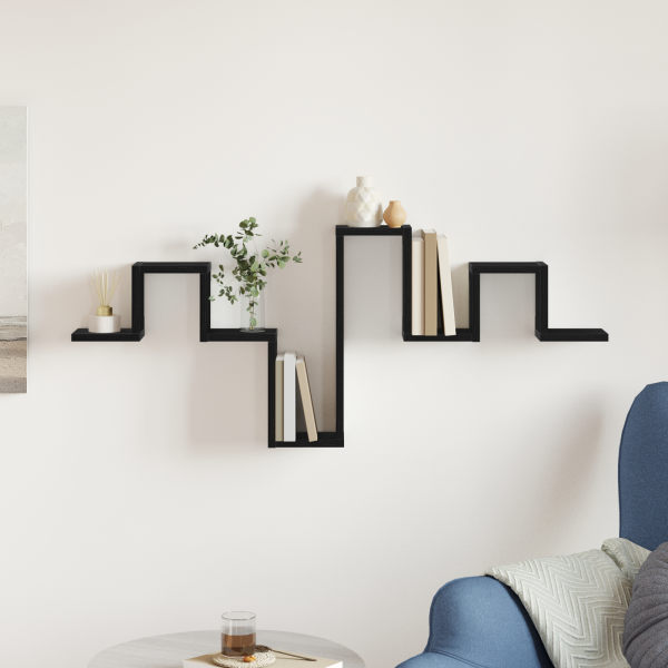 Estante de pared Negro Roble 104.5x10x43 cm Madera elaborada M 4