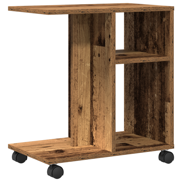 Mesa Auxiliar con Ruedas de Madera Reciclada 50x30x55 cm de Madera Reestructurada M 5