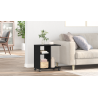 Mesa Auxiliar con Ruedas de Madera Negra 50x30x55 cm 1