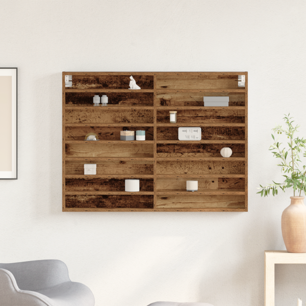 Mueble vitrina madera de ingeniería envejecida 100x8.5x75 cm M 4