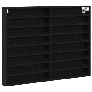 Mueble vitrina madera de ingeniería roble negro 100x8.5x75 cm H