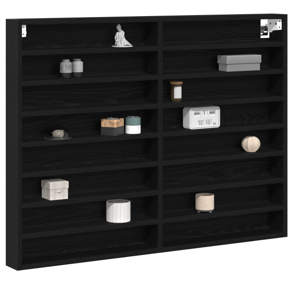 Mueble vitrina madera de ingeniería roble negro 100x8.5x75 cm M 3