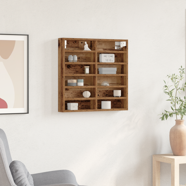 Mueble vitrina madera de ingeniería envejecida 60x8.5x58 cm D
