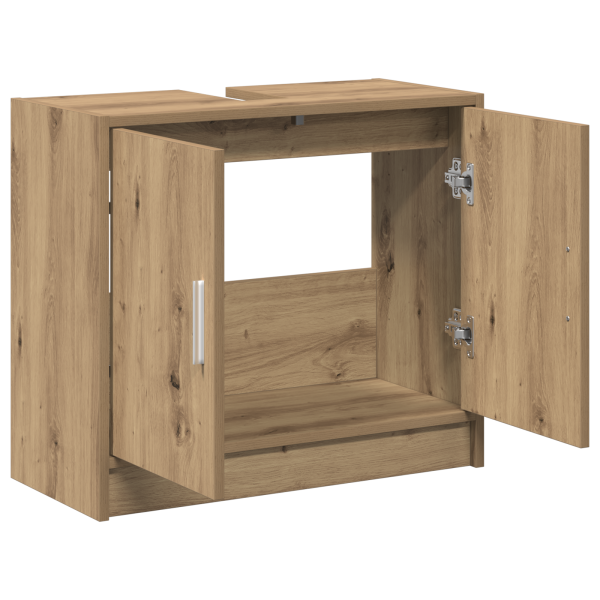Mueble de lavabo Roble artesanal 63x29x55 cm Madera M 5