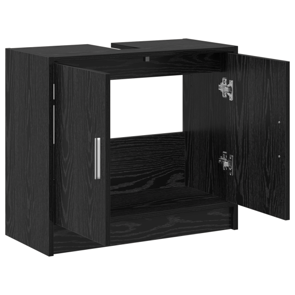 Mueble de lavabo Roble negro 63x29x55 cm Madera elaborada M 5
