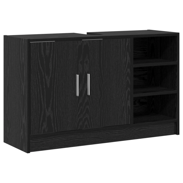 Gabinete de lavabo Negro roble 90x29x55 cm Madera M 2