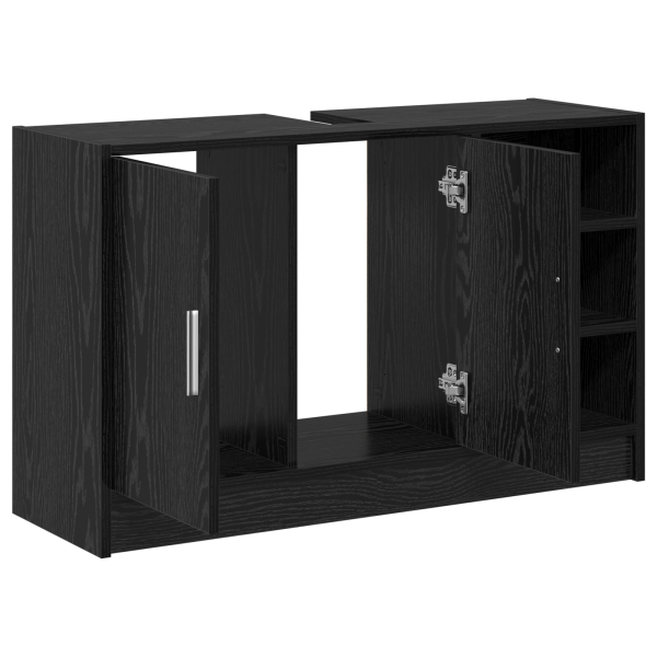 Gabinete de lavabo Negro roble 90x29x55 cm Madera M 5