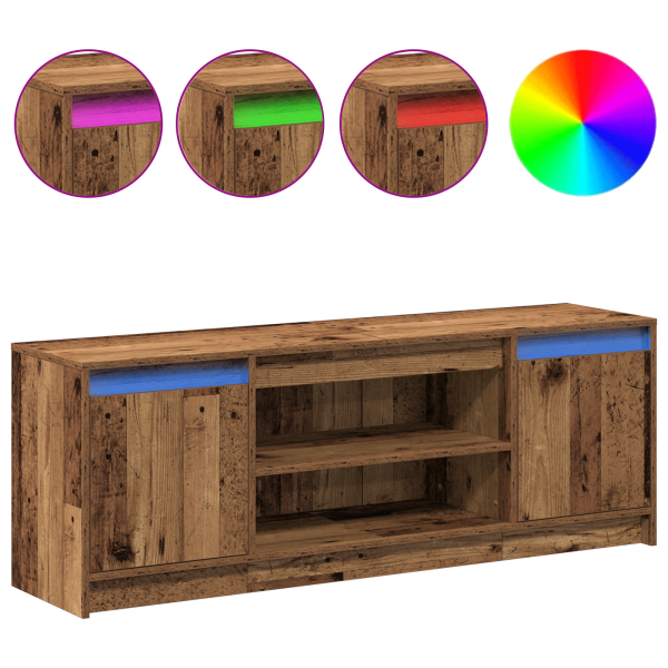 Mueble para TV con LED - Madera Vieja. 139.5x34x50 cm. hecho de madera tratada M 4