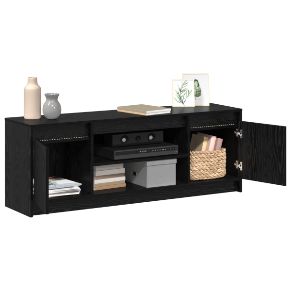 Mueble de TV con LED en roble negro. 139.5x34x50 cm. hecho de madera de calidad M 3