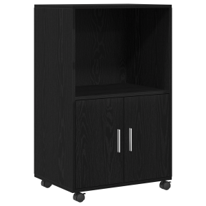 Mueble rcon ruedas madera de ingeniería roble negro 55x40x91 cm H