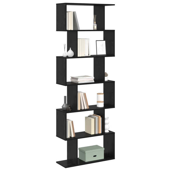 Gabinete para Libros Roble Negro 70x24x193.5 cm Madera Ingenierizada M 3