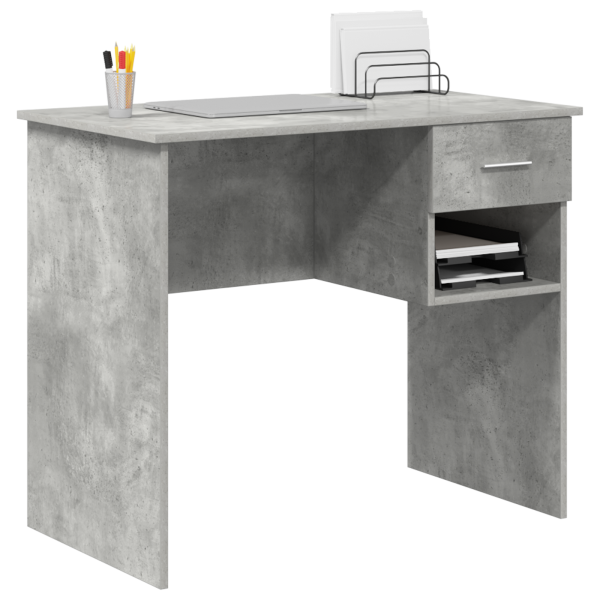 Mesa com armazenamento cinza concreto 90x49.5x75 cm madeira engenheirada M 3